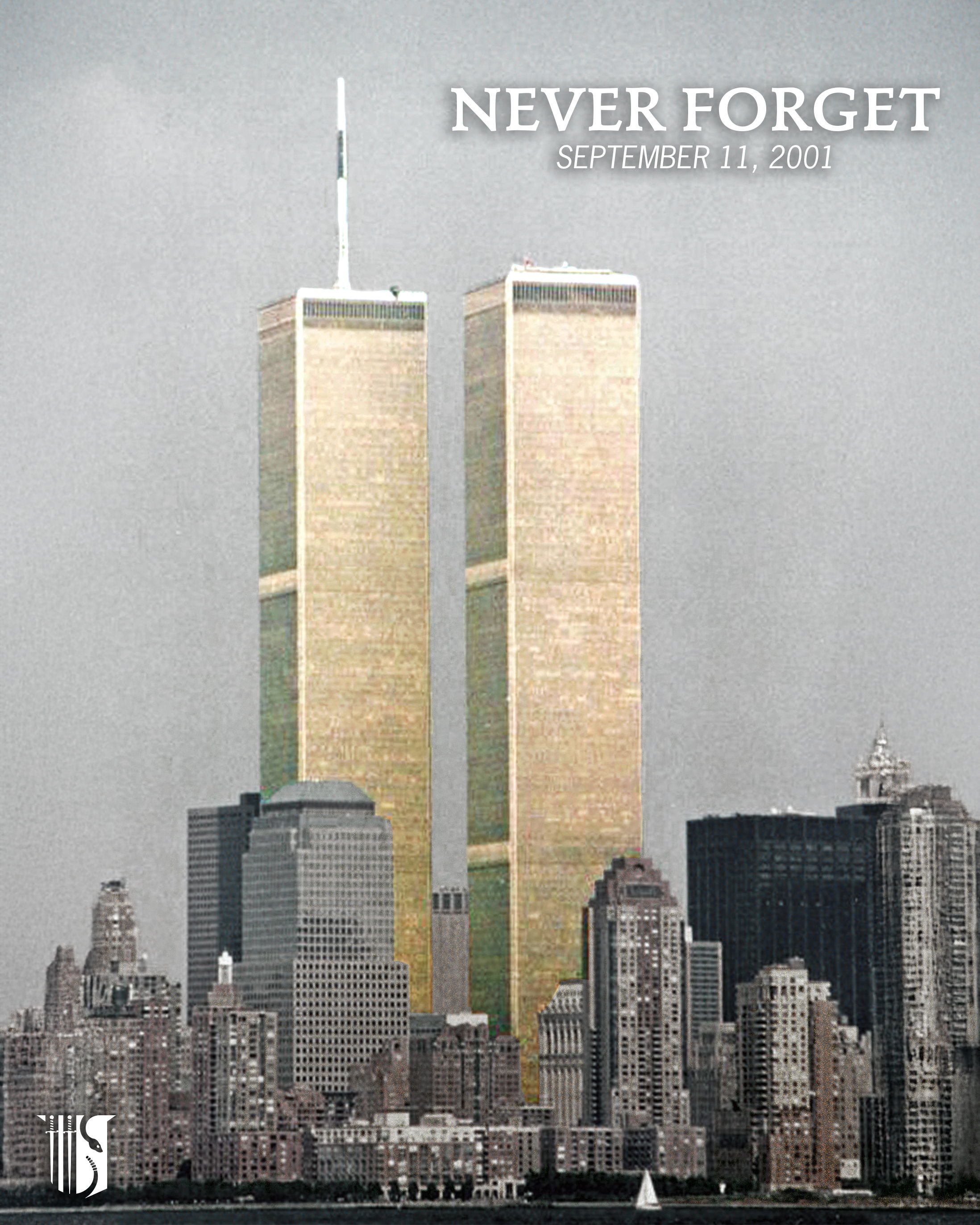 Twin Towers standing before collapse.