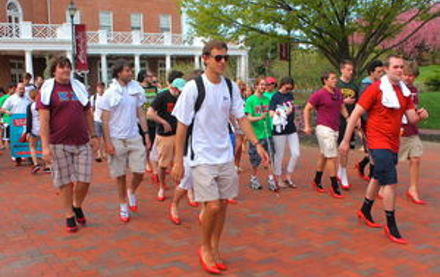 Beta Eta Brothers Don Heels for Sexual Assault Awareness Image for Beta Eta Brothers Don Heels for Sexual Assault Awareness