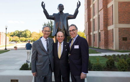 Image for University community honors Ed Hajim ’58 with new quadrangle dedication and statue